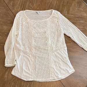 Lucky Brand Cream Textured Women's Blouse